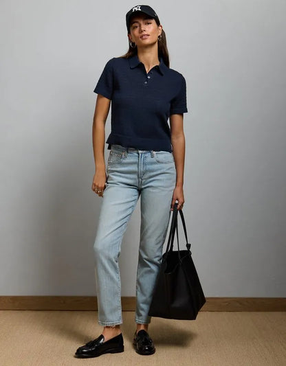 AE77 Shrunken Sweater Polo Shirt