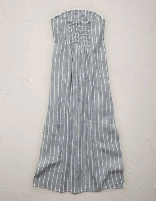 AE77 Premium Strapless Linen Midi Dress