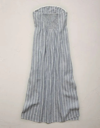 AE77 Premium Strapless Linen Midi Dress