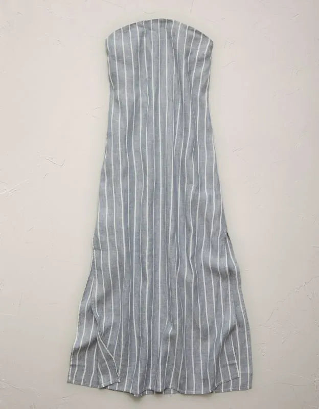AE77 Premium Strapless Linen Midi Dress