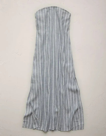 AE77 Premium Strapless Linen Midi Dress