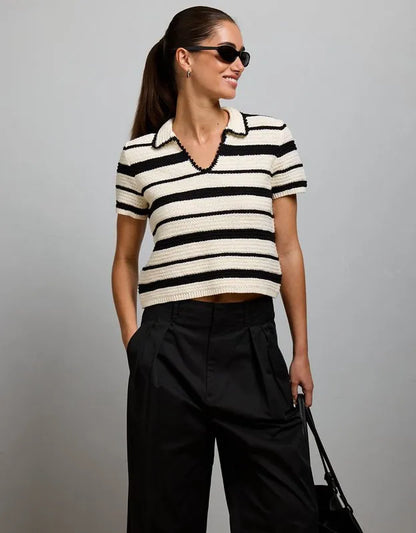 AE77 Shrunken Crochet Sweater Polo
