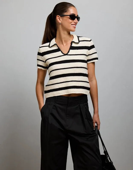 AE77 Shrunken Crochet Sweater Polo