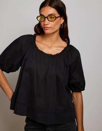 AE77 Puff Sleeve Cropped Top