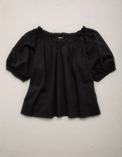 AE77 Puff Sleeve Cropped Top