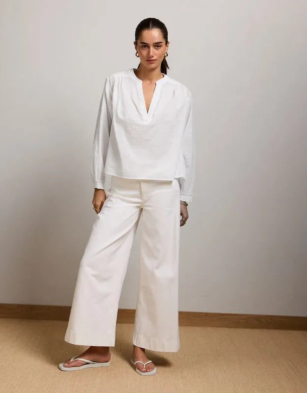 AE77 Split Neck Blouse