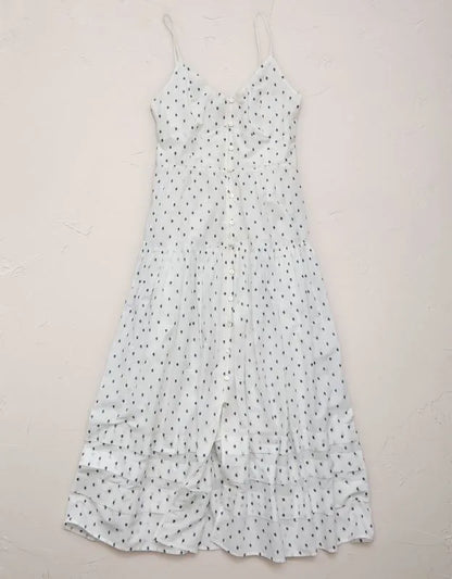 AE77 Strappy Button-Up Maxi Dress