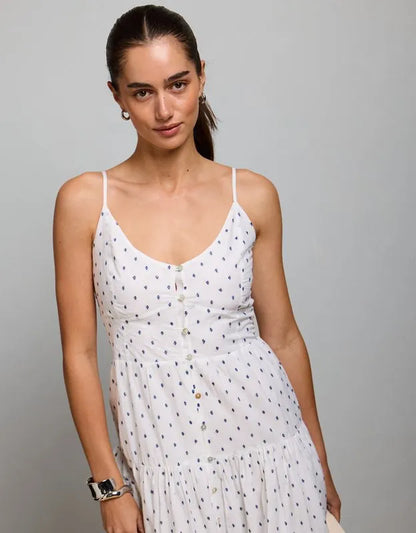 AE77 Strappy Button-Up Maxi Dress