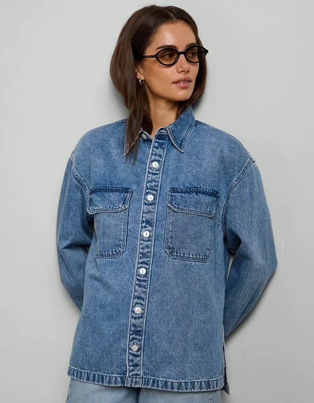 AE77 Perfect Denim Shacket