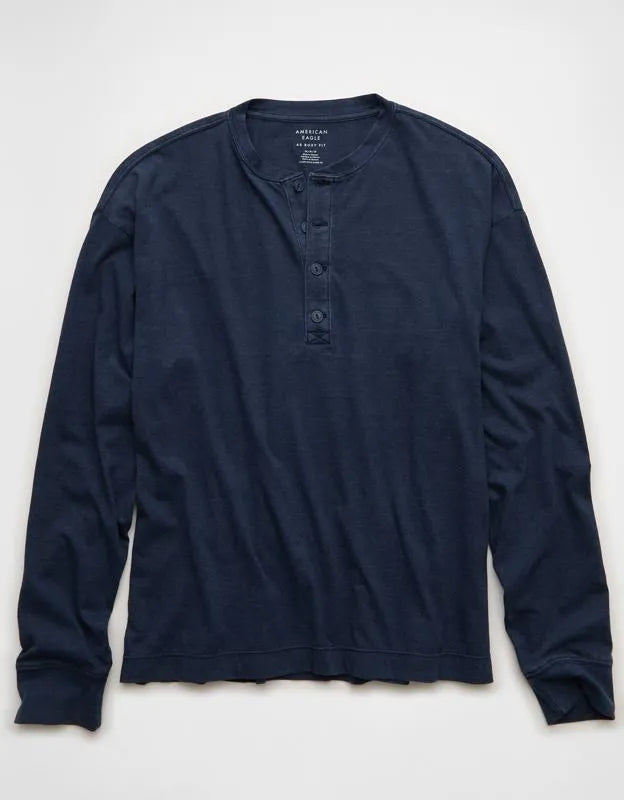 AE Boxy Fit Lightweight Henley T-Shirt