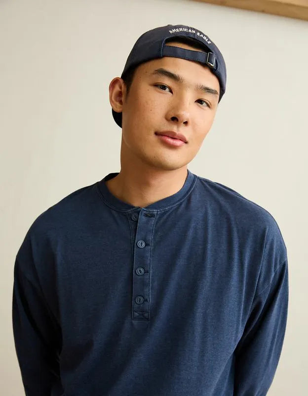 AE Boxy Fit Lightweight Henley T-Shirt