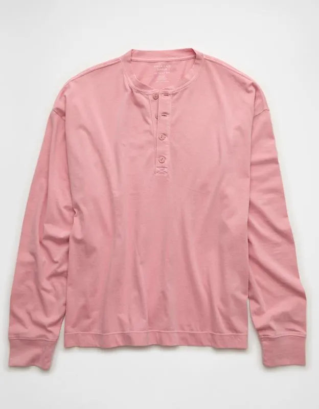 AE Boxy Fit Lightweight Henley T-Shirt