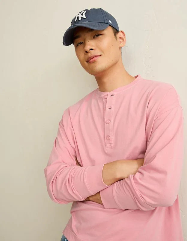 AE Boxy Fit Lightweight Henley T-Shirt