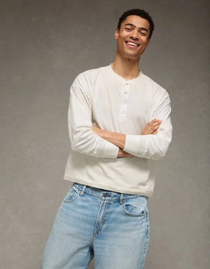 AE Boxy Fit Lightweight Henley T-Shirt