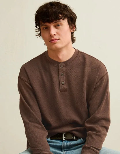 AE Boxy Fit Thermal Henley T-Shirt