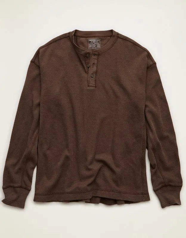 AE Boxy Fit Thermal Henley T-Shirt