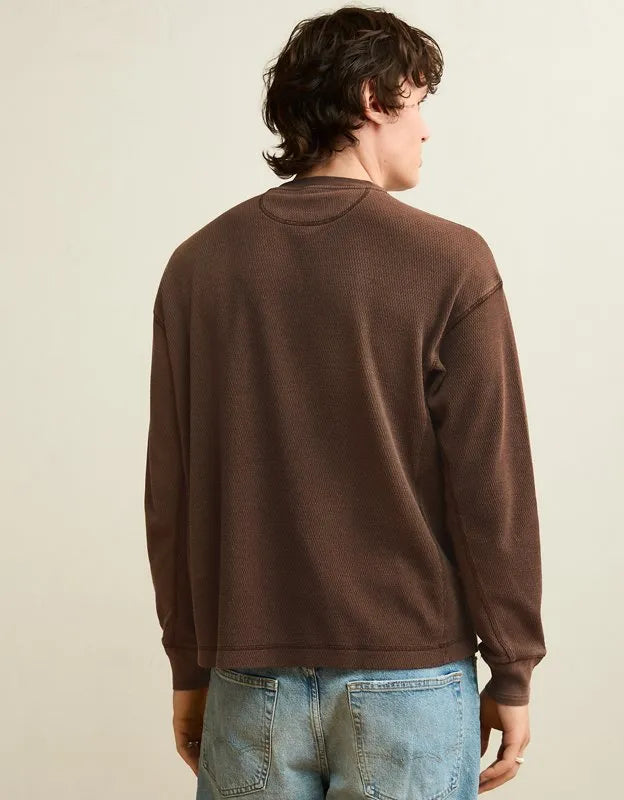 AE Boxy Fit Thermal Henley T-Shirt