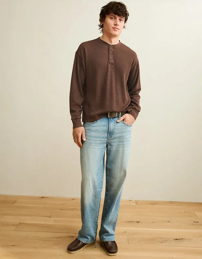 AE Boxy Fit Thermal Henley T-Shirt