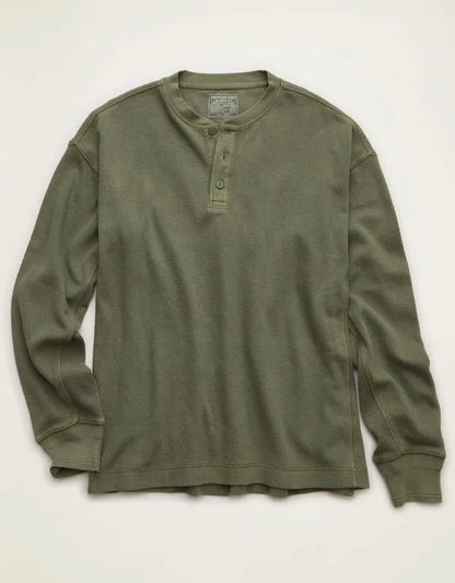 AE Boxy Fit Thermal Henley T-Shirt