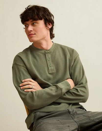 AE Boxy Fit Thermal Henley T-Shirt