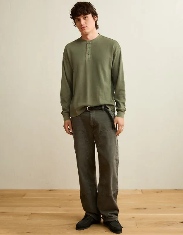 AE Boxy Fit Thermal Henley T-Shirt