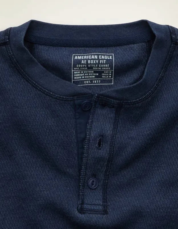 AE Boxy Fit Thermal Henley T-Shirt