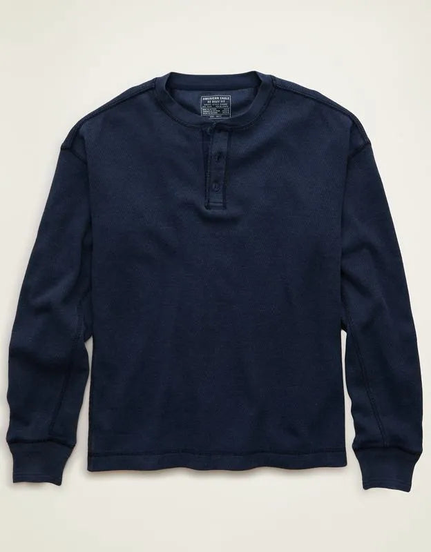 AE Boxy Fit Thermal Henley T-Shirt