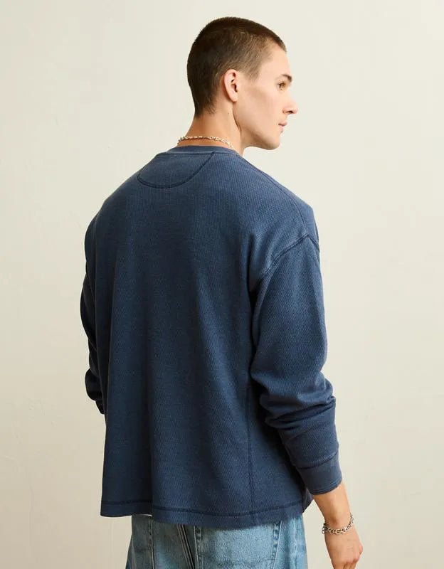 AE Boxy Fit Thermal Henley T-Shirt