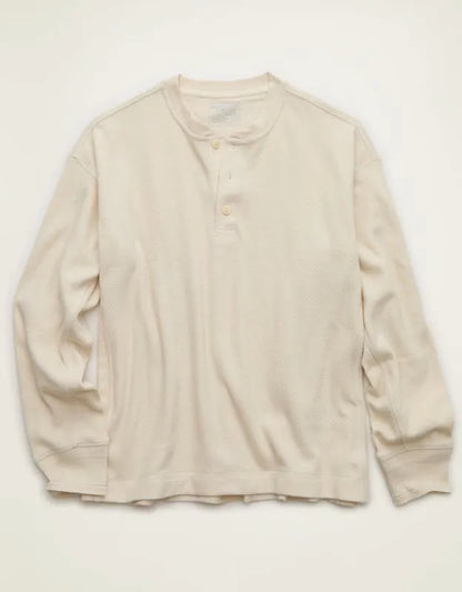 AE Boxy Fit Thermal Henley T-Shirt