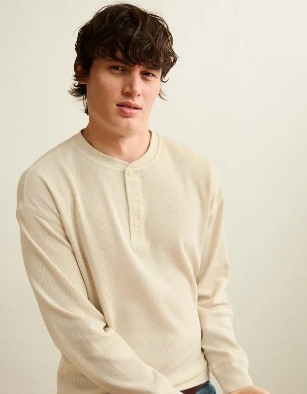 AE Boxy Fit Thermal Henley T-Shirt