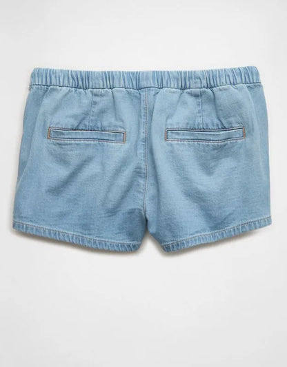 AE Stretch Low-Rise Ruffle Trim Chambray Short
