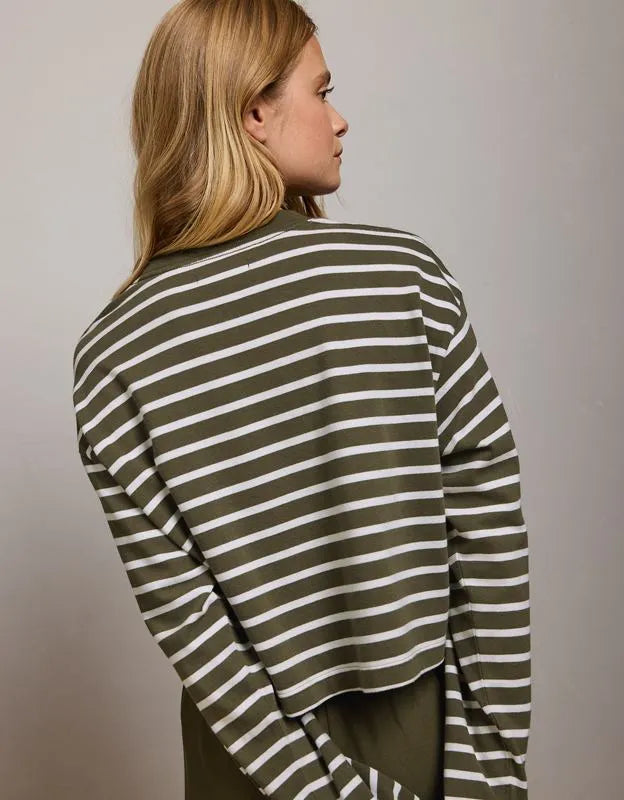 AE77 Boxy Long-Sleeve Stripe T-Shirt