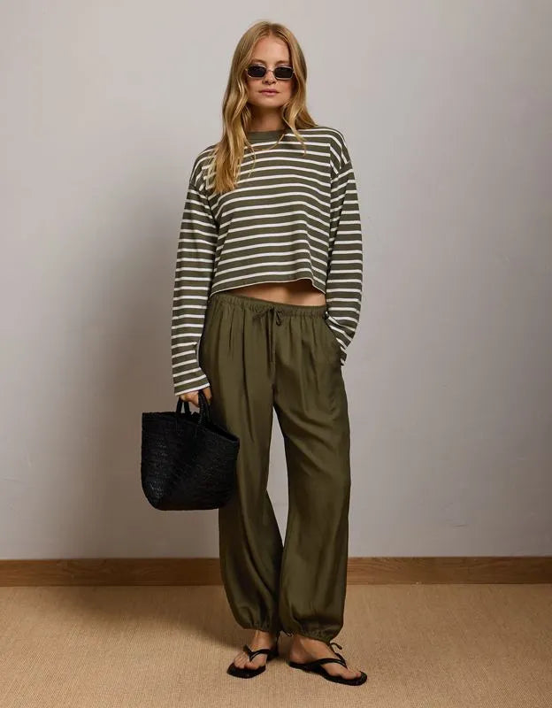 AE77 Boxy Long-Sleeve Stripe T-Shirt
