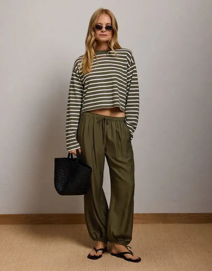 AE77 Boxy Long-Sleeve Stripe T-Shirt