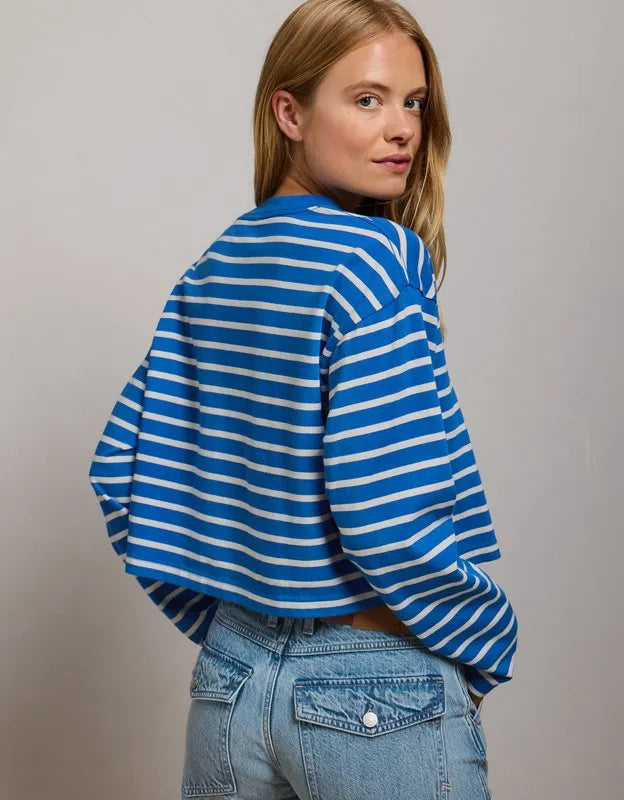 AE77 Boxy Long-Sleeve Stripe T-Shirt