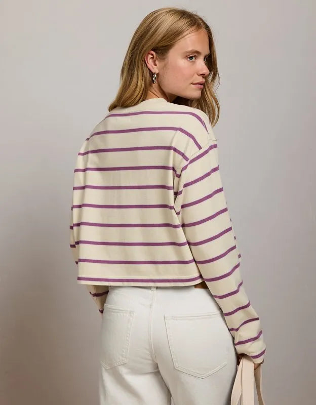 AE77 Boxy Long-Sleeve Stripe T-Shirt