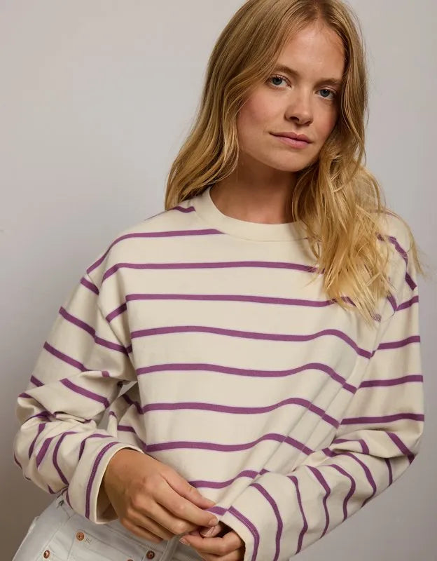 AE77 Boxy Long-Sleeve Stripe T-Shirt