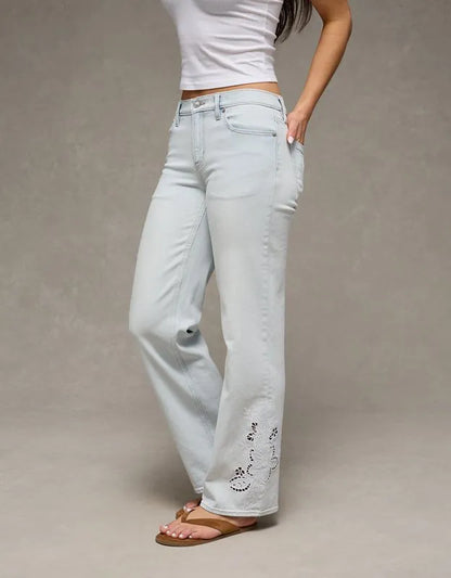 AE High-Waisted Embroidered Floral Stovepipe Jean