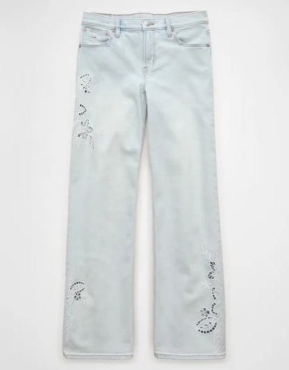 AE High-Waisted Embroidered Floral Stovepipe Jean