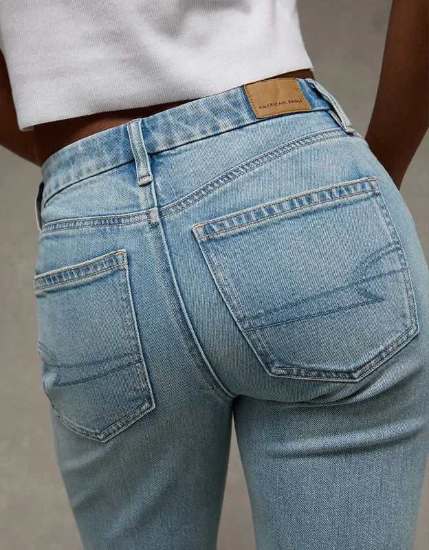 AE Curvy High-Waisted Embroidered Straight Jean