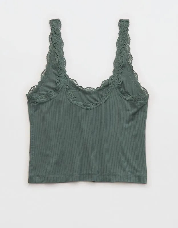 Superchill Modal Rib Lace Trim Tank Top