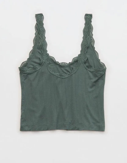 Superchill Modal Rib Lace Trim Tank Top