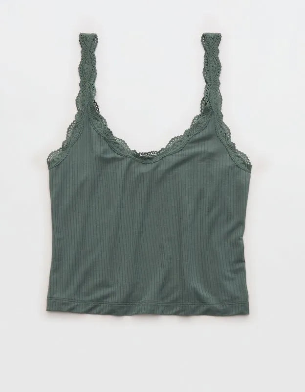 Superchill Modal Rib Lace Trim Tank Top