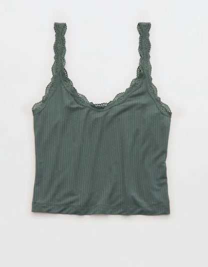 Superchill Modal Rib Lace Trim Tank Top