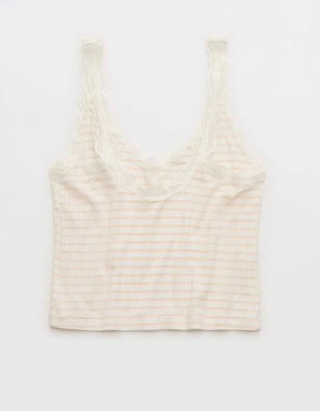 Superchill Modal Rib Lace Trim Tank Top