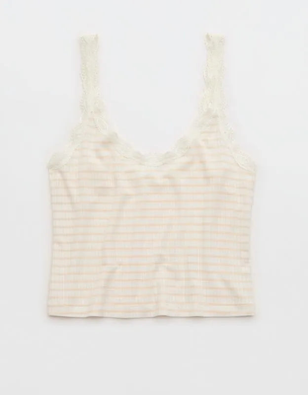 Superchill Modal Rib Lace Trim Tank Top