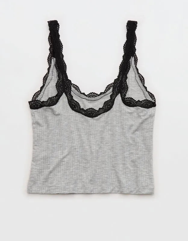 Superchill Modal Rib Lace Trim Tank Top