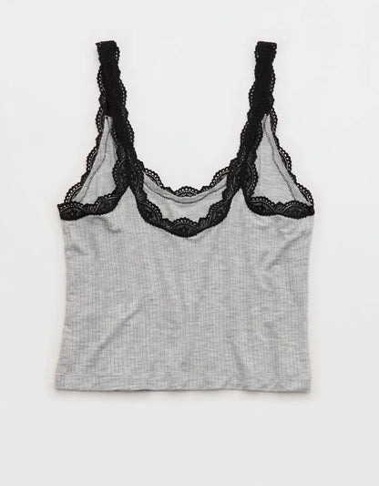 Superchill Modal Rib Lace Trim Tank Top