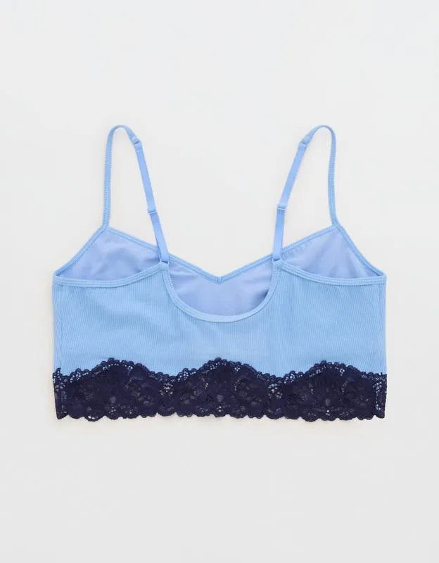 OVERSLEPT by Aerie Real Soft® Ribbed Lace Bra Top