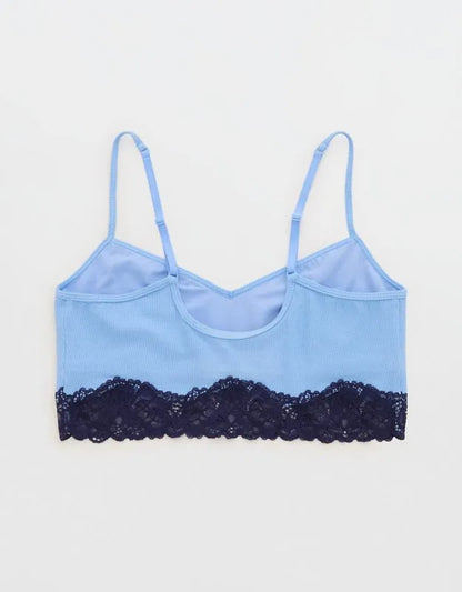 OVERSLEPT by Aerie Real Soft® Ribbed Lace Bra Top